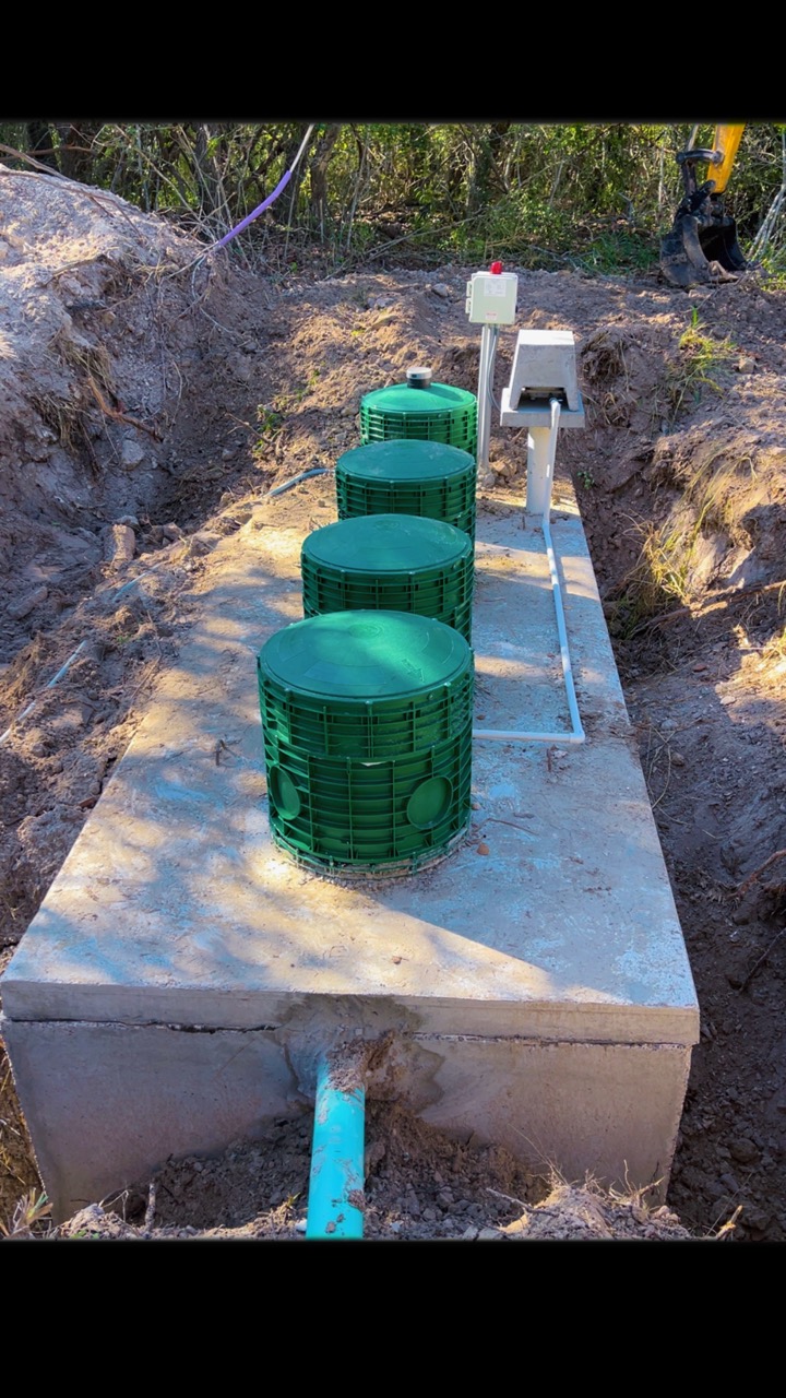 Aerobic septic system risers and control panel installed